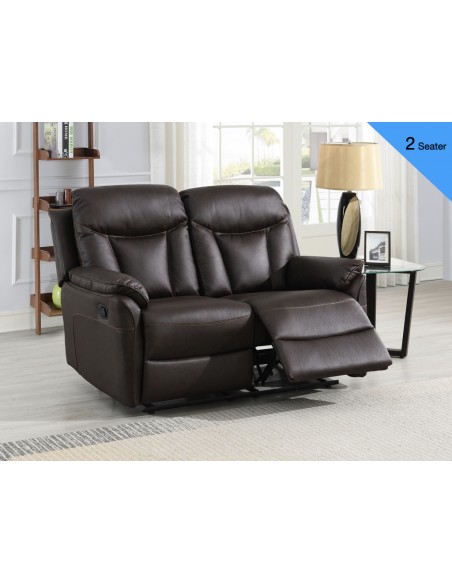 Vermont 2 Seater Recliner Sofa - Dark Brown