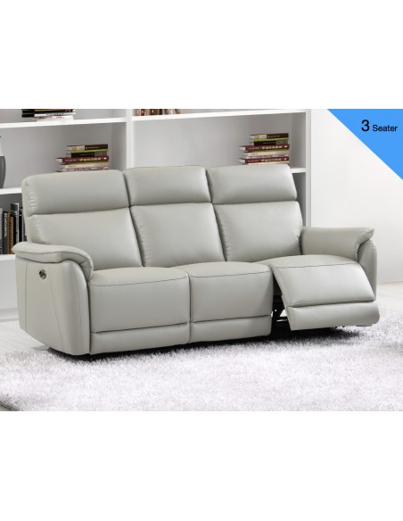 Carlton Electric Recliner 3 Seater Sofa - Light Grey