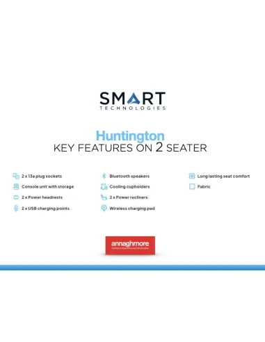 Huntington 2 Seater Electric Recliner Sofa - Silver Grey