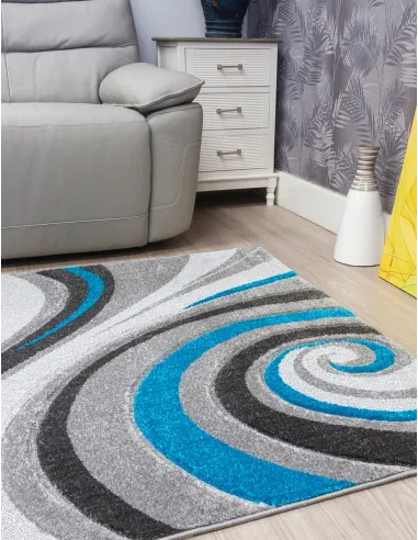 Samba Spirals Teal Rugs - Various Sizes