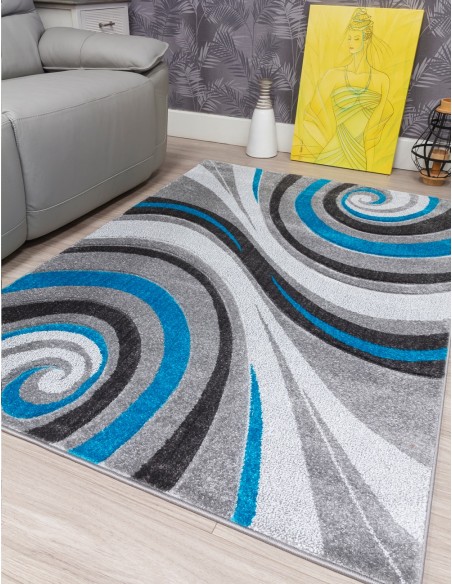 Samba Spirals Teal Rugs - Various Sizes