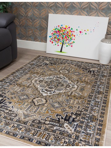 Aziza Medallion Beige Rug -...