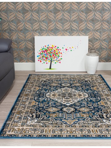 Aziza Medallion Blue Rug -...