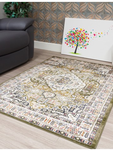 Aziza Medallion Green Rug -...