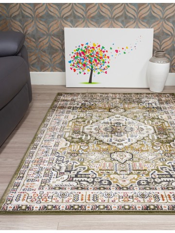 Aziza Medallion Green Rug -...