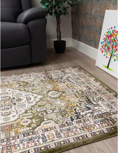 Aziza Medallion Green Rug - Various Sizes