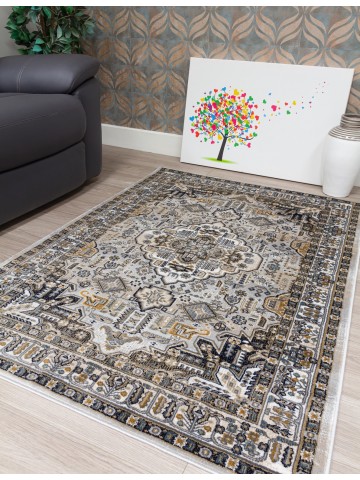 Aziza Medallion Grey Rug -...