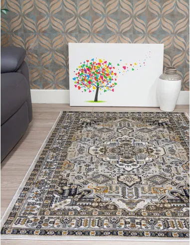 Aziza Medallion Grey Rug - Various Sizes