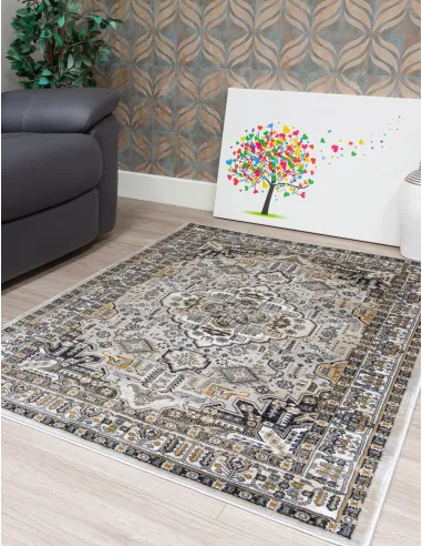 Aziza Medallion Grey Rug - Various Sizes