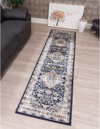 Aziza Medallion Navy Rug - Various Sizes