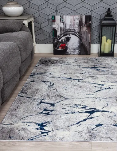 Glitz Marble Blue Rug - Various Sizes