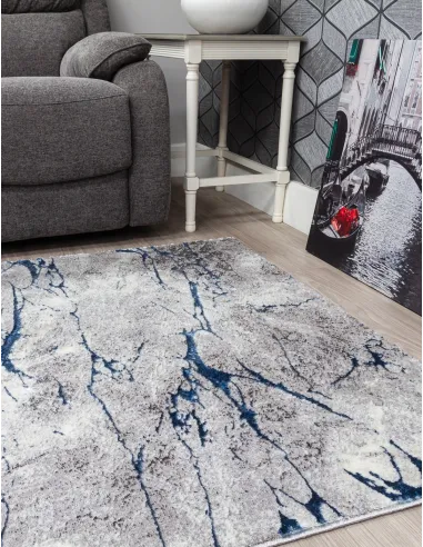 Glitz Marble Blue Rug - Various Sizes