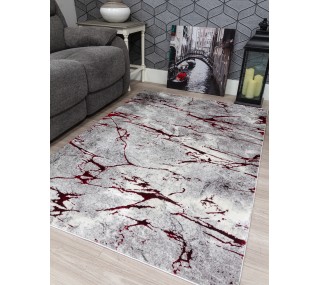 Glitz Marble Red Rug -...