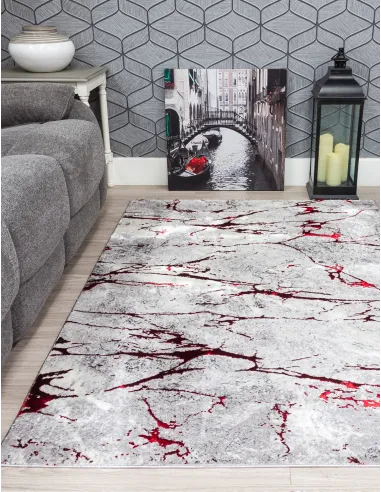 Glitz Marble Red Rug - Various Sizes