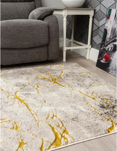 Glitz Marble Ochre Rug - Various Sizes