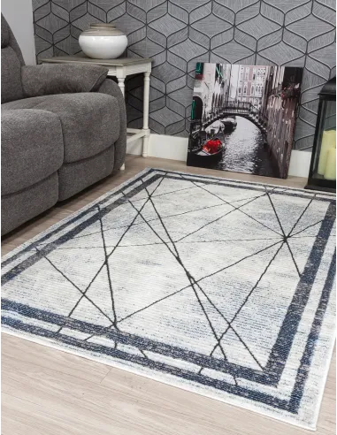 Glitz Art Deco Blue Rug - Various Sizes