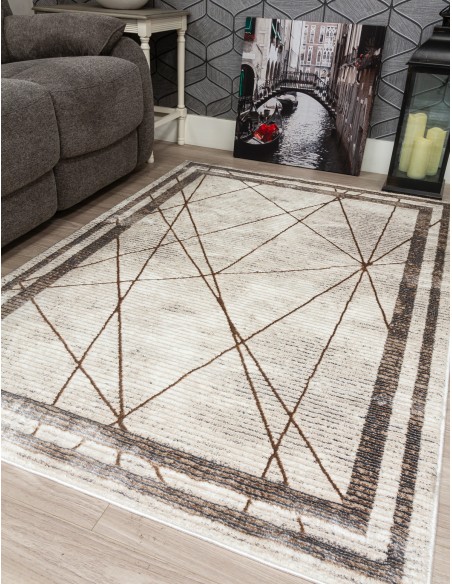 Glitz Art Deco Rug Beige - Various Sizes