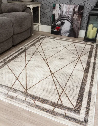 Glitz Art Deco Rug Beige - Various Sizes