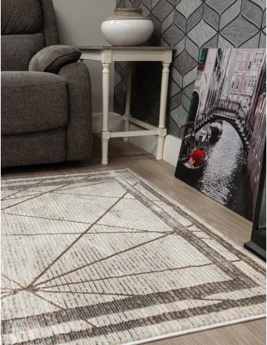 Glitz Art Deco Rug Beige - Various Sizes