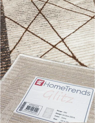 Glitz Art Deco Rug Beige - Various Sizes