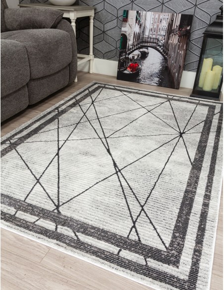 Glitz Art Deco Grey Rug - Various Sizes