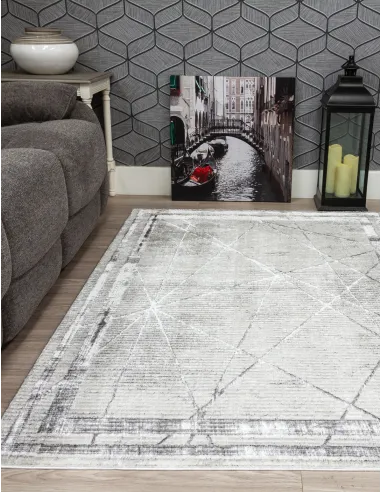 Glitz Art Deco Grey Rug - Various Sizes