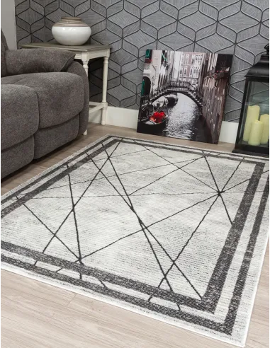 Glitz Art Deco Grey Rug - Various Sizes