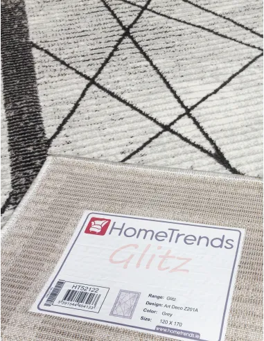 Glitz Art Deco Grey Rug - Various Sizes