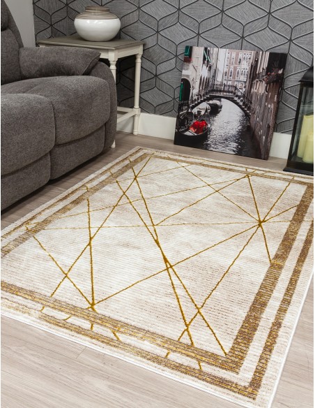 Glitz Art Deco Ochre Rug - Various Sizes