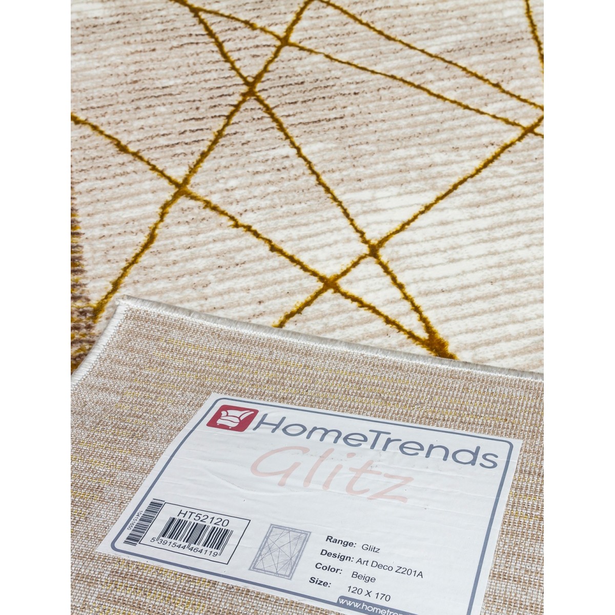 Glitz Art Deco Ochre Rug - Various Sizes