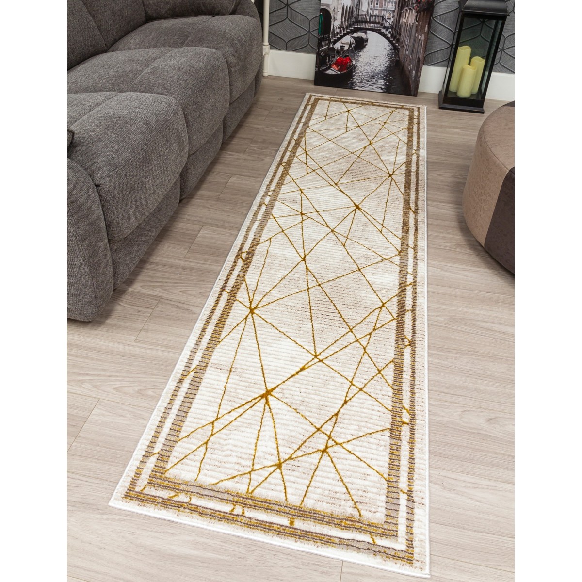 Glitz Art Deco Ochre Rug - Various Sizes