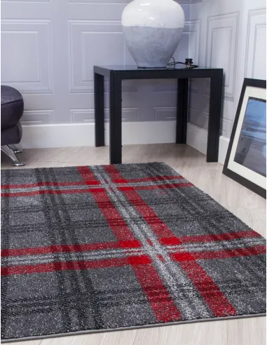 Glendale Grey/Red Rug - Various Sizes