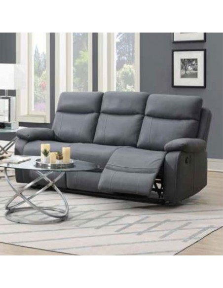 Cambridge 3 Seater Manual Recliner Sofa - Grey Fabric