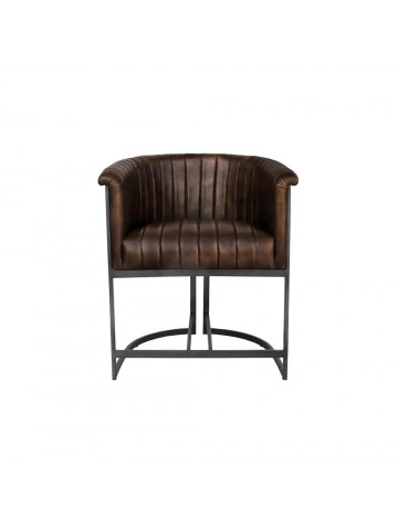 Leather & Iron Chair - Brown