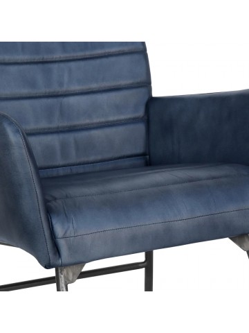 Leather & Iron Chair - Blue