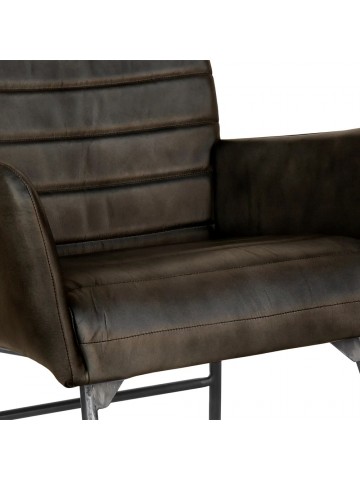 Leather & Iron Chair - Dark...