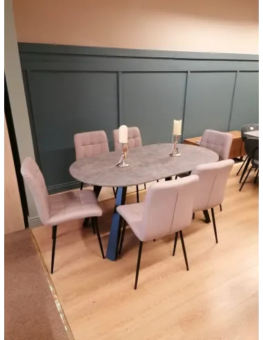 Atlas 1.6 Fixed Dining Table - Grey Marble Effect