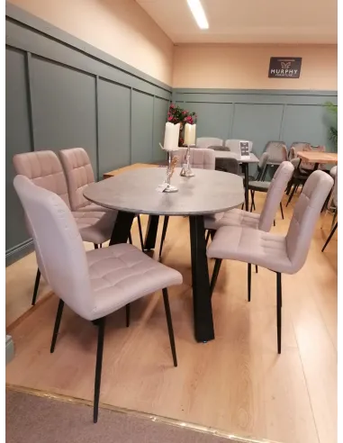 Atlas 1.6 Fixed Dining Table - Grey Marble Effect