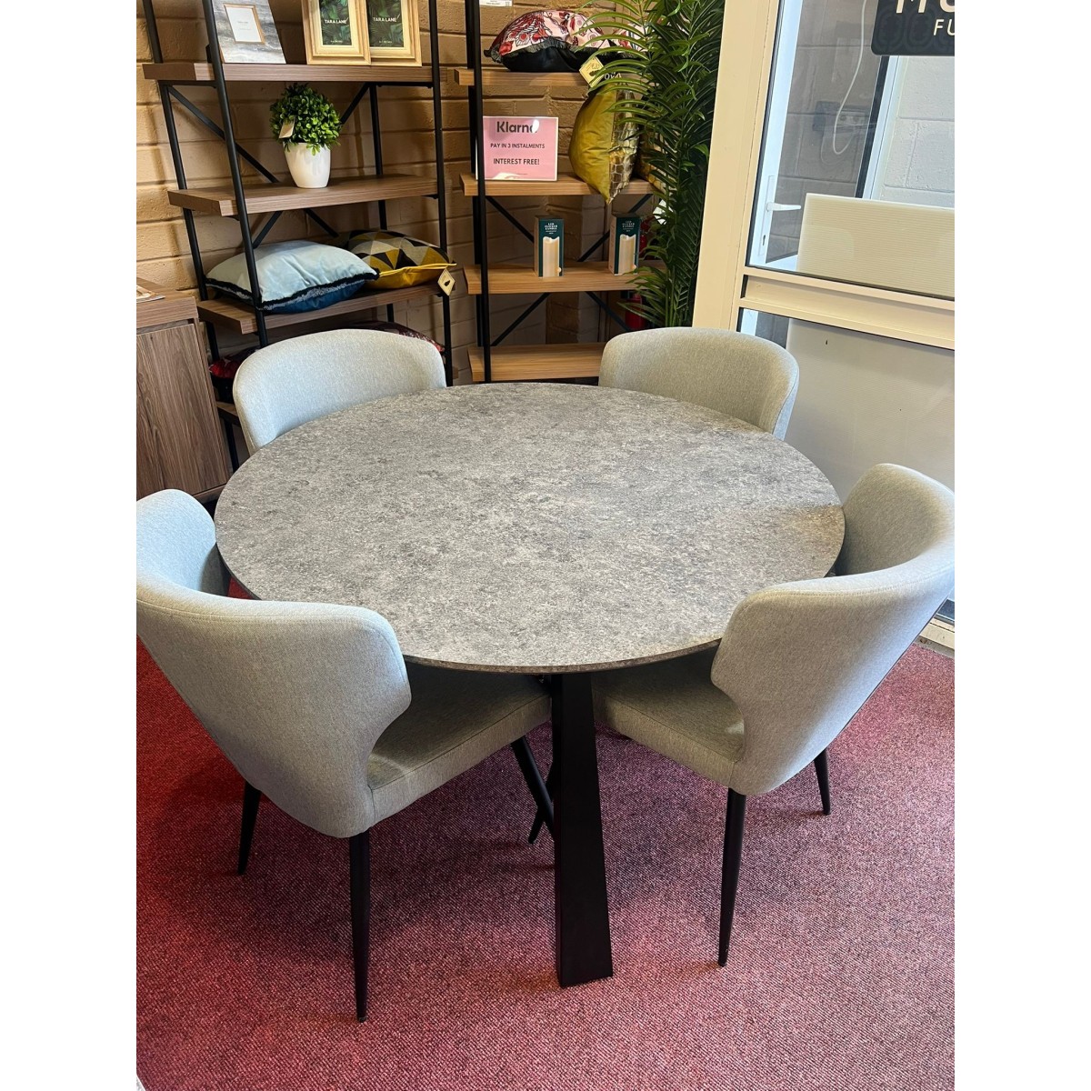 Arlene 1.2m Round Table - Grey Marble Effect