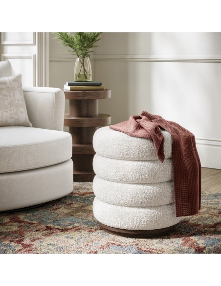 Haiden Upholstered Foot Stool - Dark Oak