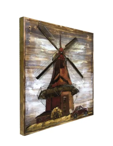 3D Metal and Wood Wall Décor L17B66- 80X80 CM