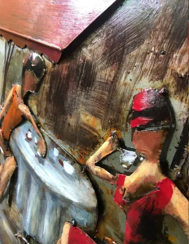 3D Metal and Wood Wall Picture FAM-2523 - 90X60 CM