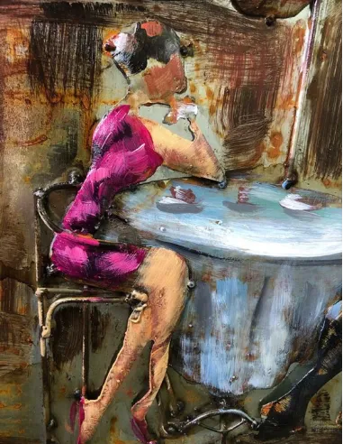 3D Metal and Wood Wall Picture FAM-2523 - 90X60 CM