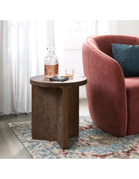 Haiden Round Side Table - Dark Oak