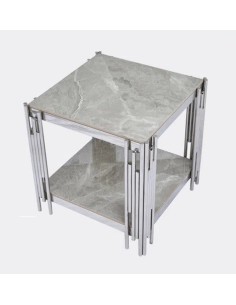Belini End Table - Sintered Stone and Stainless Steel 2