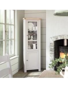 Marbury Corner Display Cabinet - Light Grey