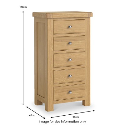 Gia Tall Boy Chest - Oak