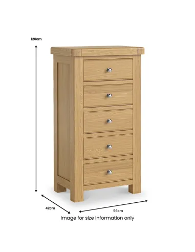 Gia Tall Boy Chest - Oak