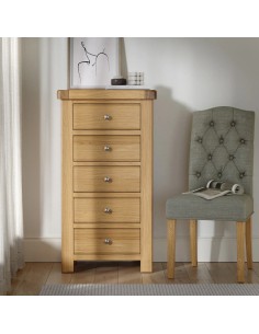 Gia Tall Boy Chest - Oak