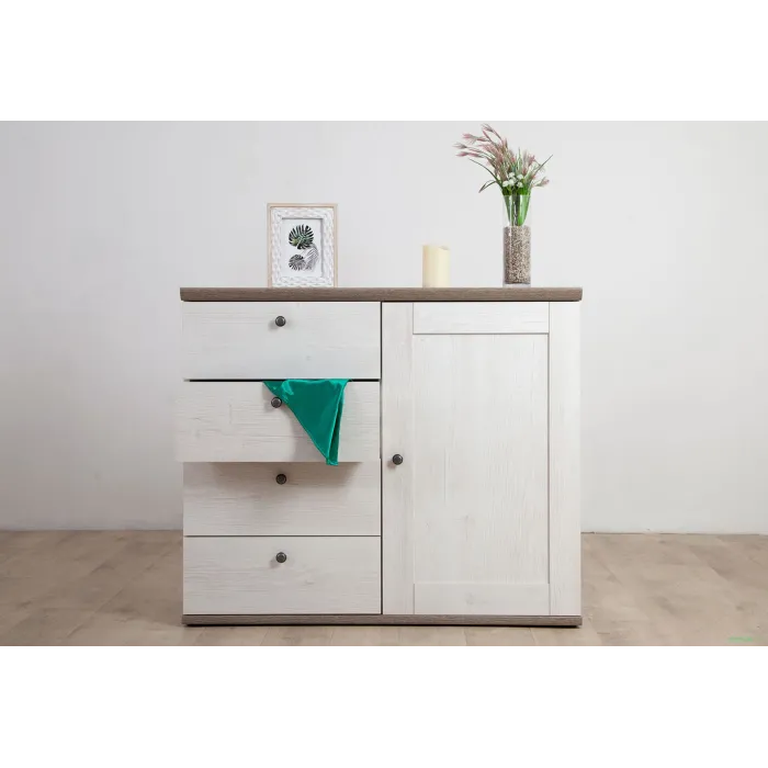 Capri 1 Door 4 Drawer Chest - Pine/Oak